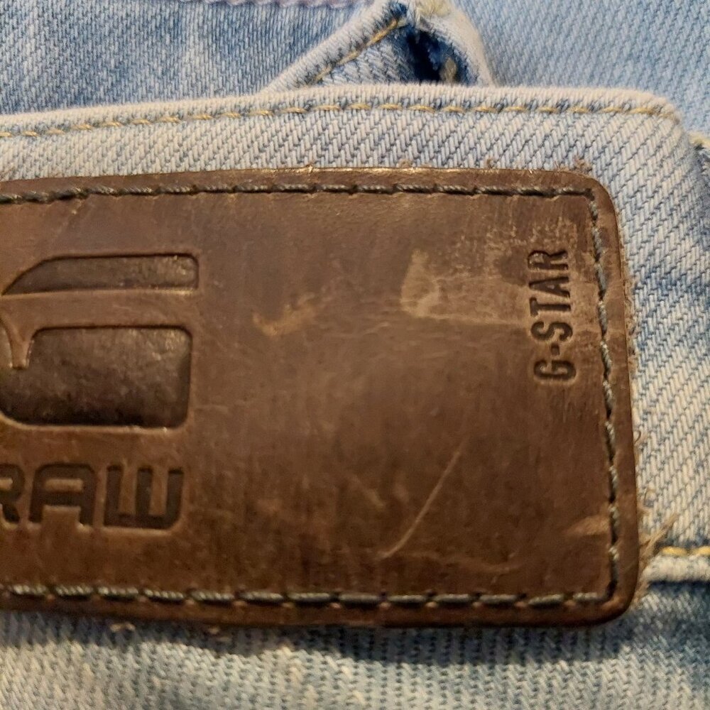 G-Star Raw 3301 Mid Bootleg Gova Super Stretch Light Blue Denim Jeans Sz 27 NWT - Picture 12 of 13